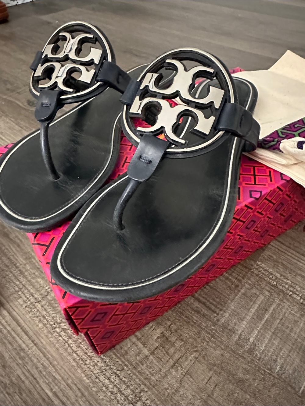 Tory Burch Millers in Navy Blue and SilverSandals - Picture 3 of 7